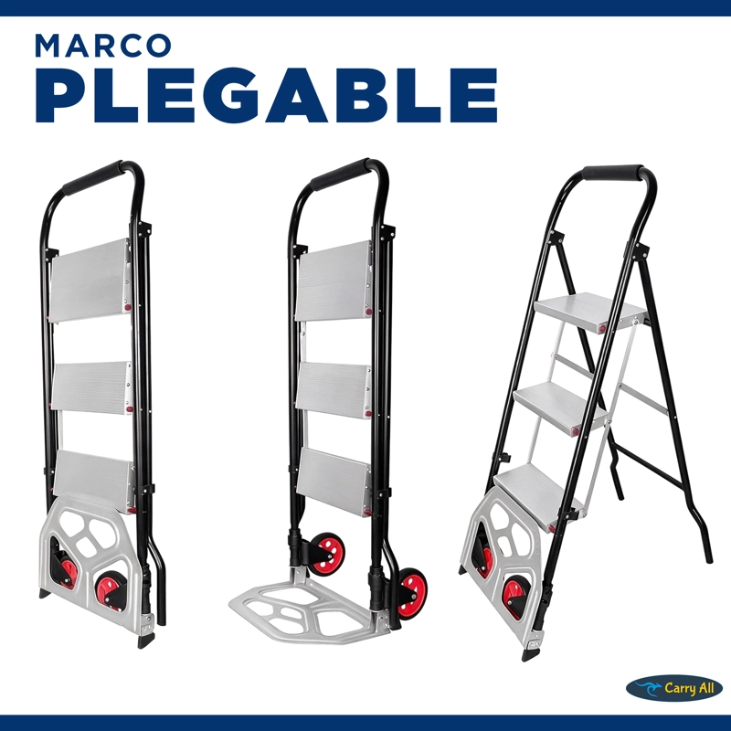 ESCALERA 3 PELDAÑOS CON CARRO DE CARGA PLEGABLE INTEGRADO - 4