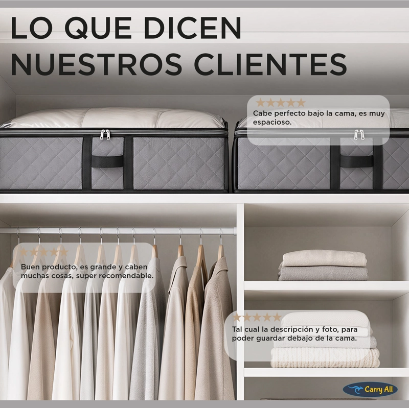 PACK 2 BOLSOS ORGANIZADORES BAJO CAMA 75 LITROS ALMACENAJE ROPA - 10