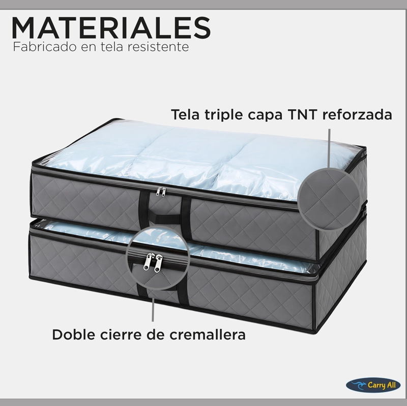 PACK 2 BOLSOS ORGANIZADORES BAJO CAMA 75 LITROS ALMACENAJE ROPA - 3