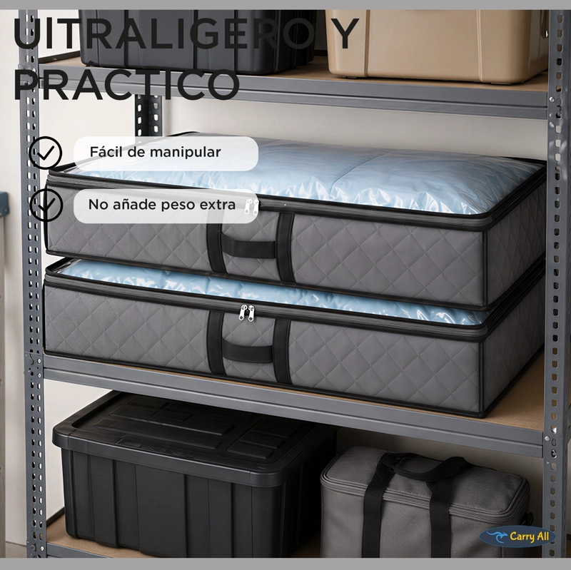 PACK 2 BOLSOS ORGANIZADORES BAJO CAMA 75 LITROS ALMACENAJE ROPA - 6