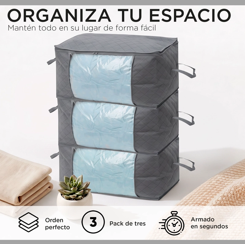 PACK 3 BOLSAS ORGANIZADORAS ALMACENAJE JUMBO 90 LITROS - 2