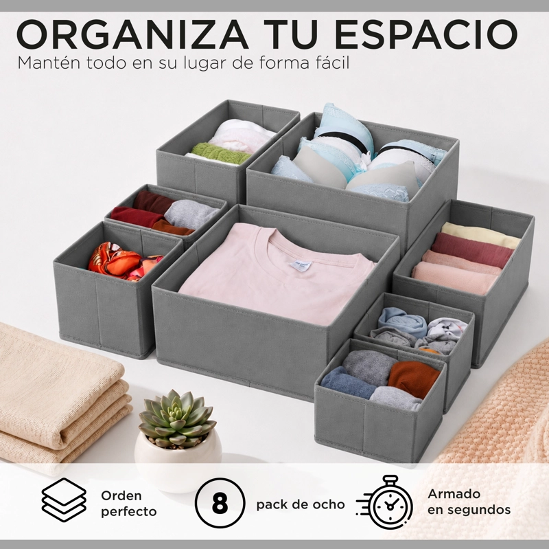 ORGANIZADOR 8 DIVISIONES CAJAS ROPA INTERIOR ACCESORIOS - 2