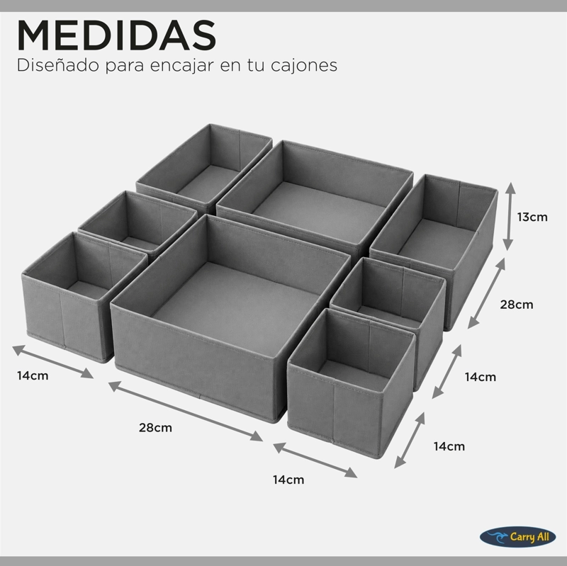 ORGANIZADOR 8 DIVISIONES CAJAS ROPA INTERIOR ACCESORIOS - 5
