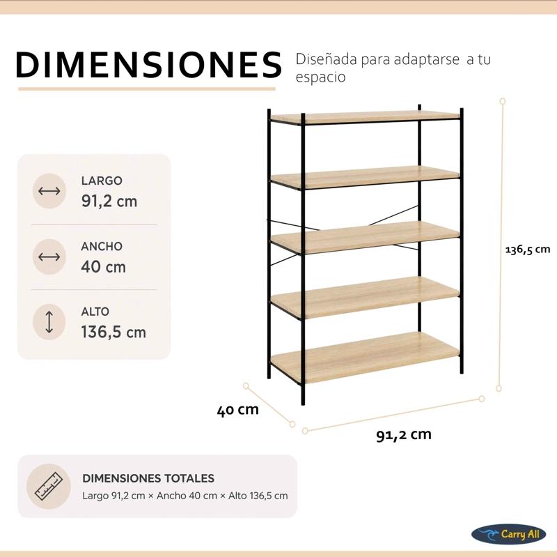REPISA ESTANTE 5 NIVELES  LÍNEA MINIMALIST  ORGANIZADOR LIVING - 5