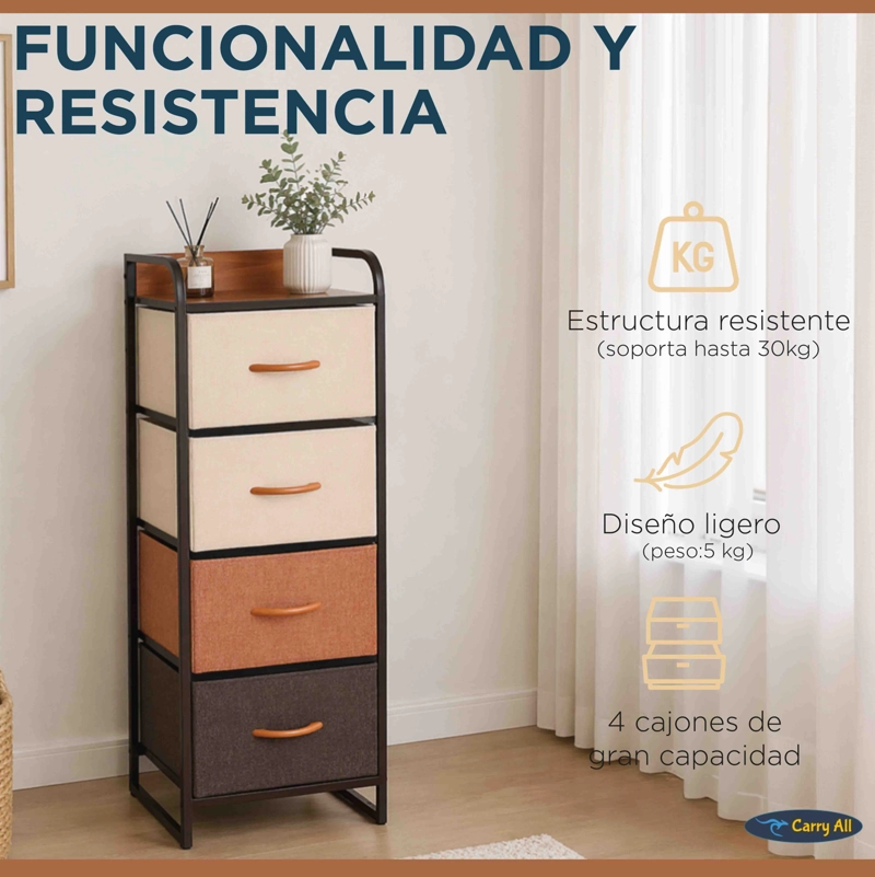 VELADOR CAJONERA 4 CAJONES LINEA HOGAR - 8