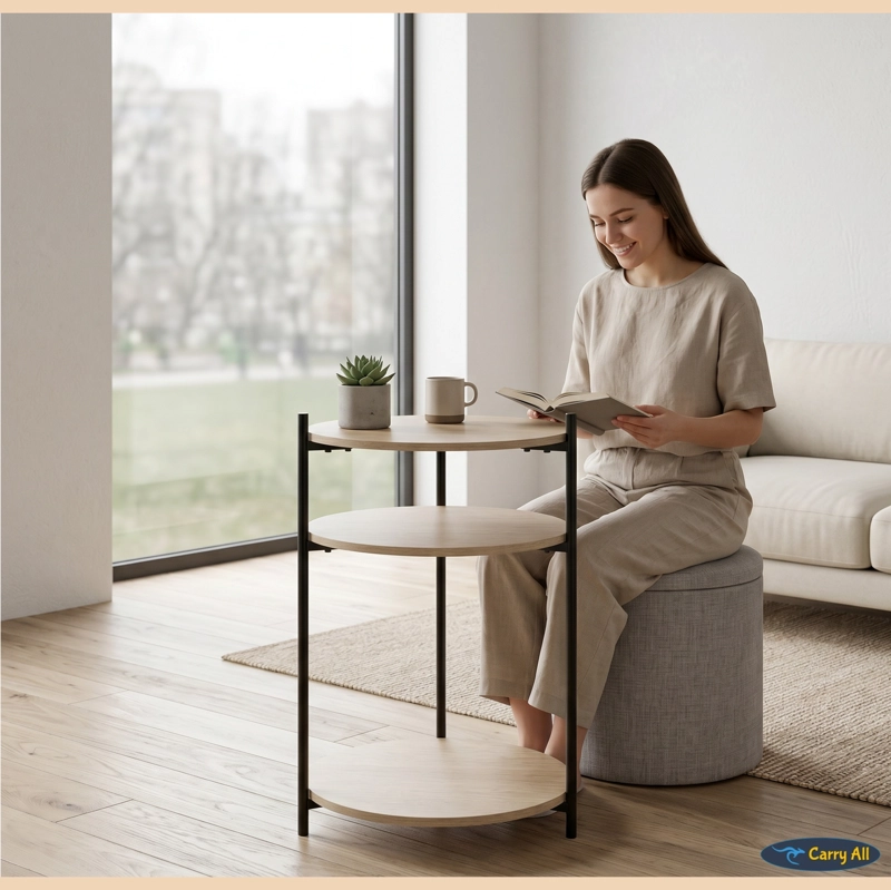 MESA CENTRO ARRIMO 3 REPISAS CON POUF MINIMALIST 2 EN 1 - 8