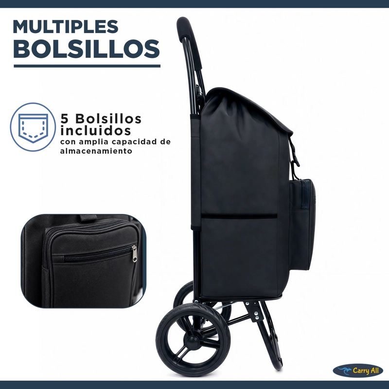 CARRO CARGA CARRY ALL SIDNEY_02_BLACK PLEGABLE SIDNEY 55 LITROS TIPO YEGUA NEGRO - 3