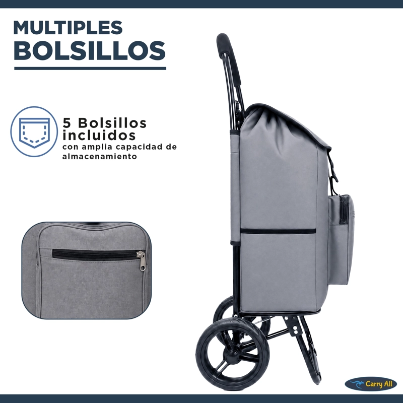 CARRITO COMPRAS CARRY ALL PLEGABLE 55 LTS SIDNEY FERIA GRIS - 3