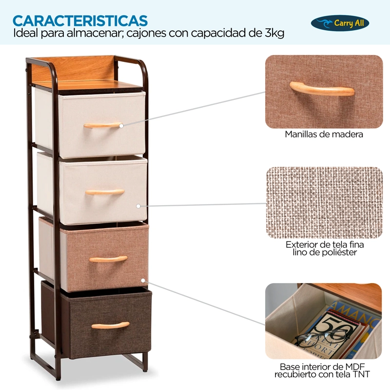 VELADOR CAJONERA 4 CAJONES LINEA HOGAR - 3