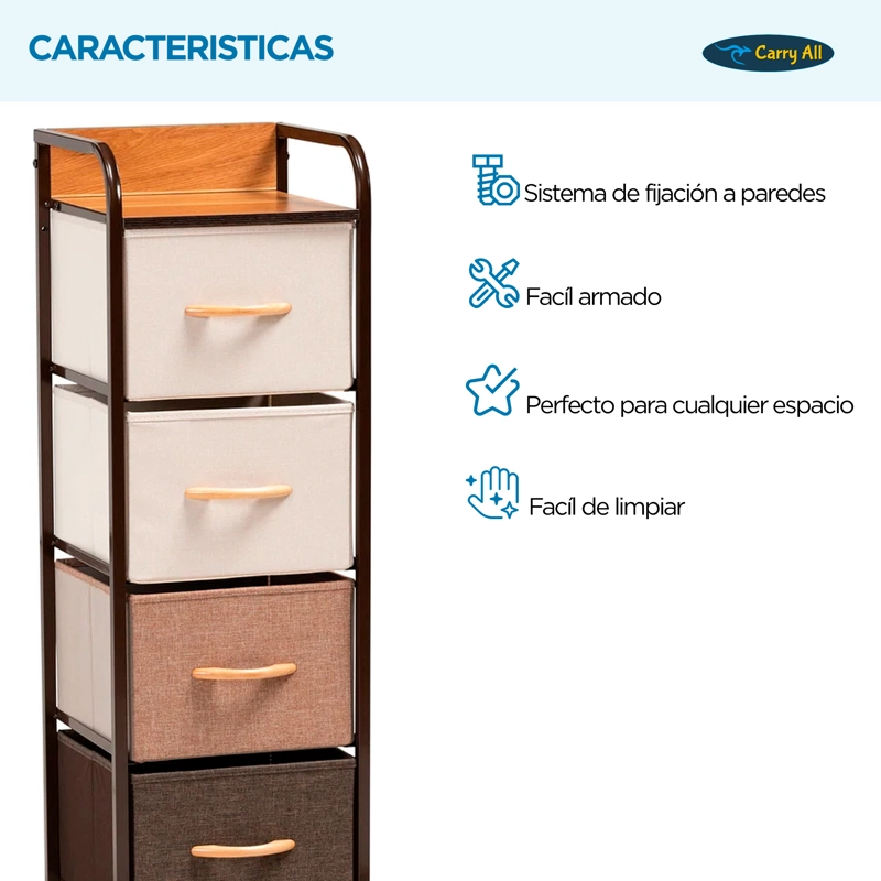 VELADOR CAJONERA 4 CAJONES LINEA HOGAR - 4
