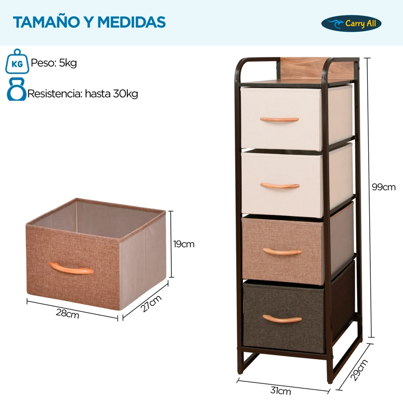 VELADOR CAJONERA 4 CAJONES LINEA HOGAR - 5