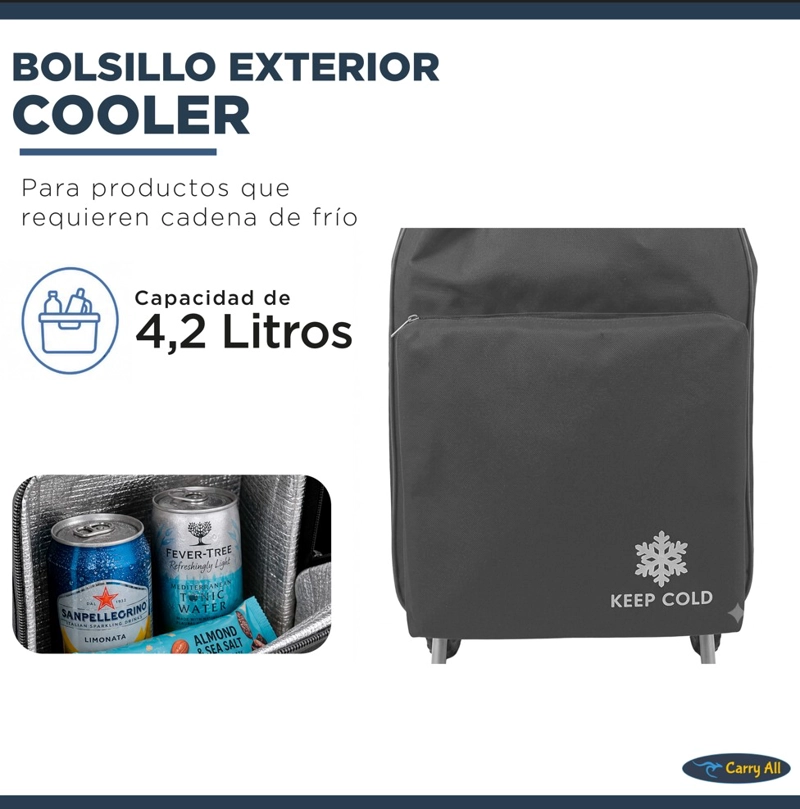 CARRITO DE COMPRAS PLEGABLE GLASGOW 47 LITROS GRIS - 3