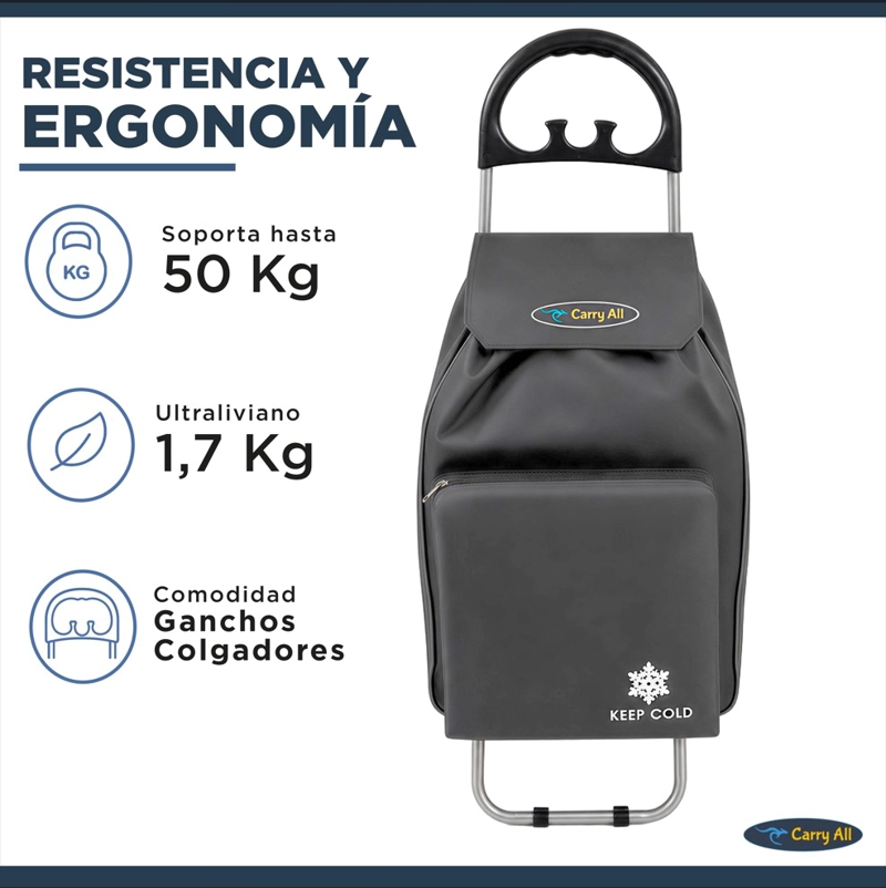 CARRITO DE COMPRAS PLEGABLE GLASGOW 47 LITROS GRIS - 6