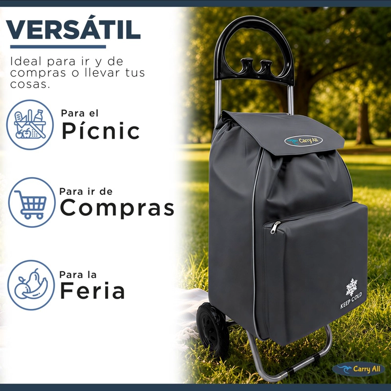 CARRITO DE COMPRAS PLEGABLE GLASGOW 47 LITROS GRIS - 7