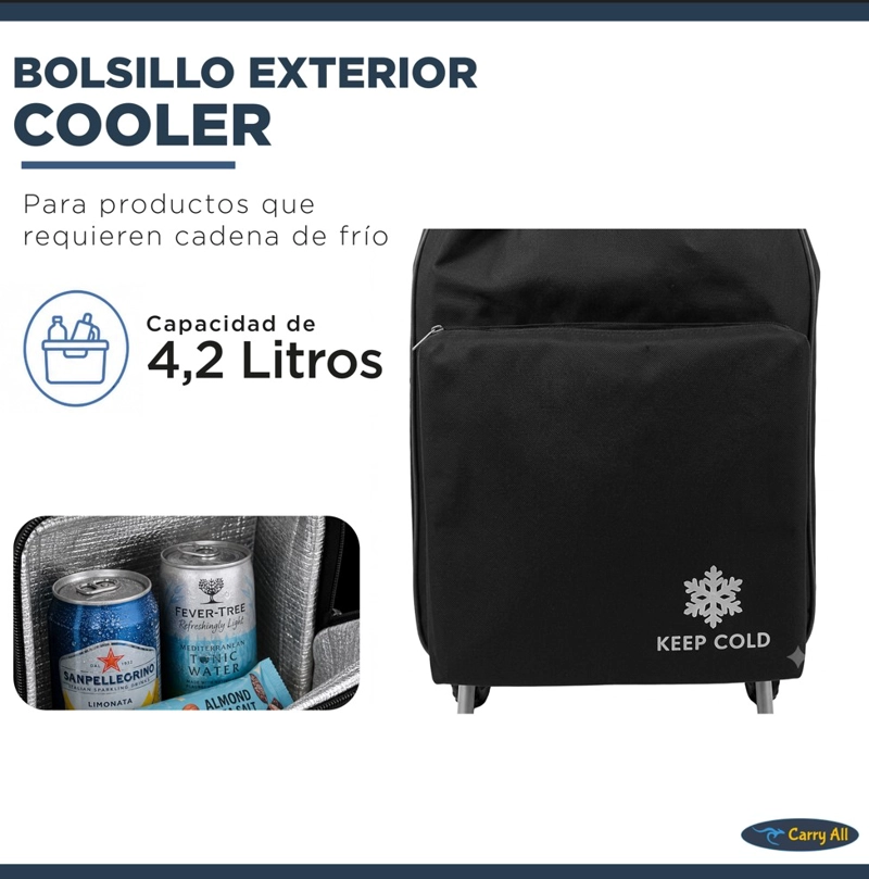 CARRITO COMPRAS CARRY ALL PLEGABLE GLASGOW 47 LITROS NEGRO - 3