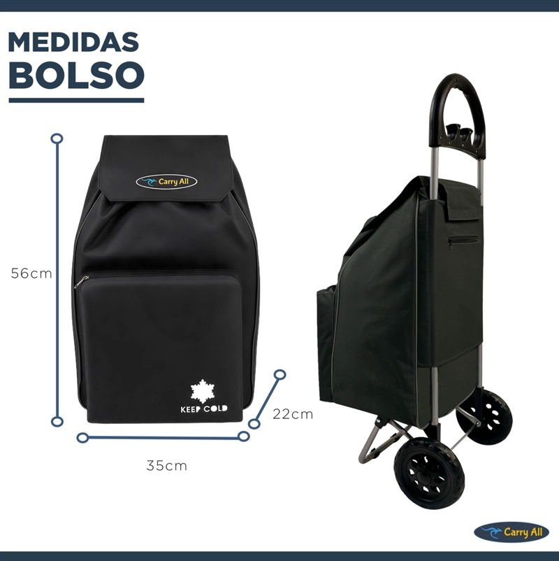 CARRITO COMPRAS CARRY ALL PLEGABLE GLASGOW 47 LITROS NEGRO - 4