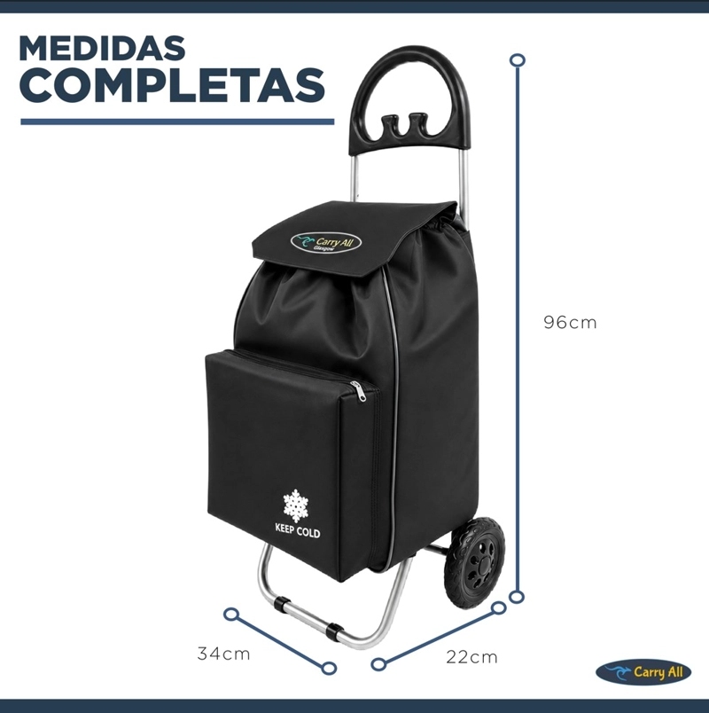 CARRITO COMPRAS CARRY ALL PLEGABLE GLASGOW 47 LITROS NEGRO - 5