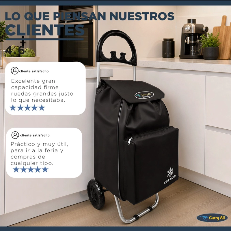 CARRITO COMPRAS CARRY ALL PLEGABLE GLASGOW 47 LITROS NEGRO - 8