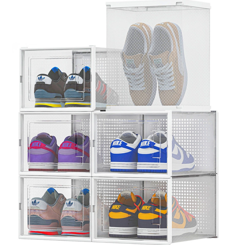 PACK 6 CAJAS ORGANIZADORAS ZAPATOS ROPA VARIOS APILABLES L - 1