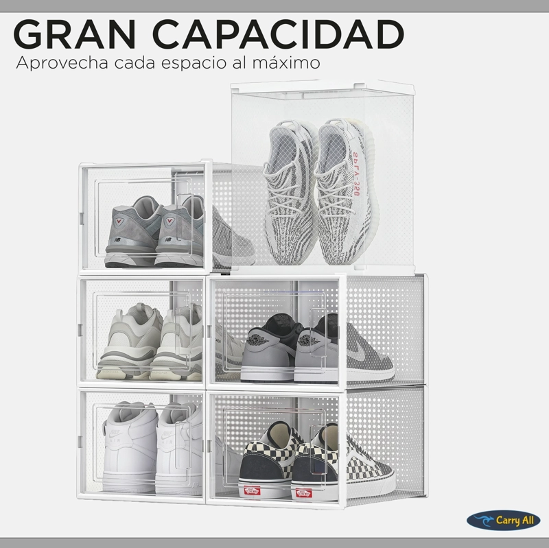 PACK 6 CAJAS ORGANIZADORAS ZAPATOS ROPA VARIOS APILABLES L - 4