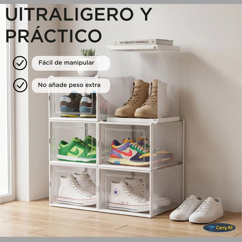 PACK 6 CAJAS ORGANIZADORAS ZAPATOS ROPA VARIOS APILABLES L - 6