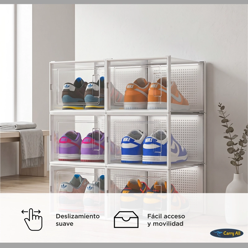 PACK 6 CAJAS ORGANIZADORAS ZAPATOS ROPA VARIOS APILABLES L - 7