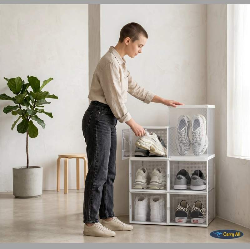 PACK 6 CAJAS ORGANIZADORAS ZAPATOS ROPA VARIOS APILABLES L - 8