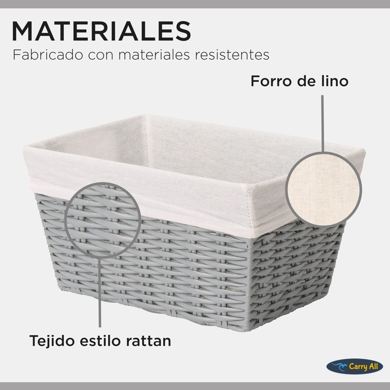 CANASTO CESTA ORGANIZADORA CARRY ALL ESTILO RATAN S - 2