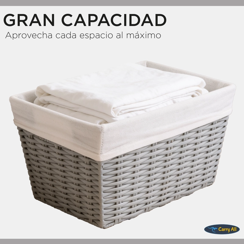 CANASTO CESTA ORGANIZADORA CARRY ALL ESTILO RATAN S - 5