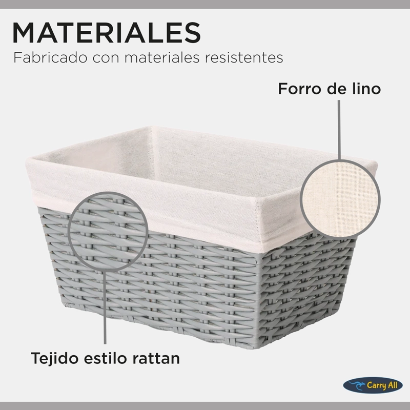CANASTO CESTA ORGANIZADORA DECORACION CARRY ALL ESTILO RATAN  M - 2