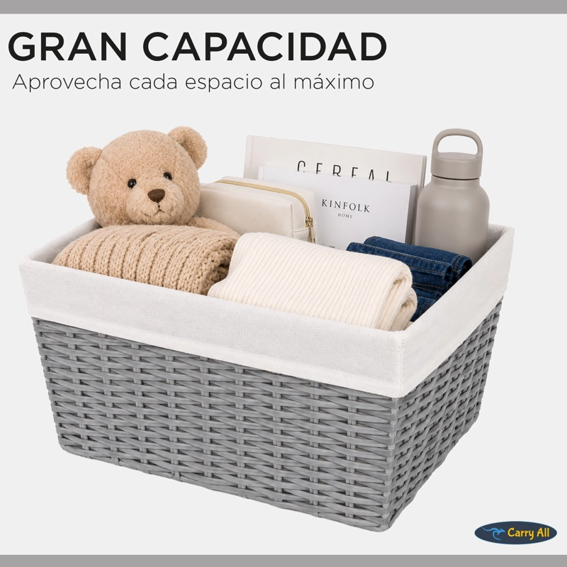 CANASTO CESTA ORGANIZADORA DECORACION CARRY ALL ESTILO RATAN  M - 3