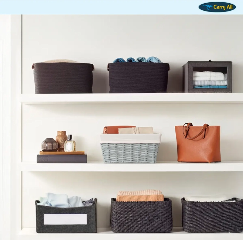 CANASTO CESTA ORGANIZADORA DECORACION CARRY ALL ESTILO RATAN  M - 3