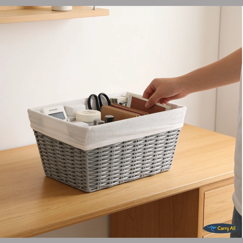 CANASTO CESTA ORGANIZADORA DECORACION CARRY ALL ESTILO RATAN  M - 5