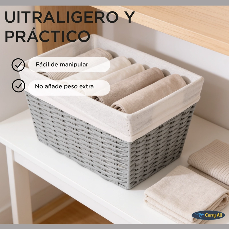 CANASTO CESTA ORGANIZADORA DECORACION CARRY ALL ESTILO RATAN  M - 7