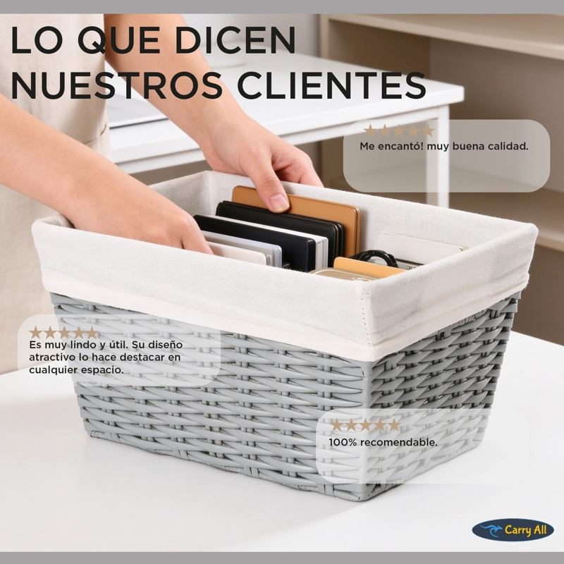 CANASTO CESTA ORGANIZADORA DECORACION CARRY ALL ESTILO RATAN  M - 8