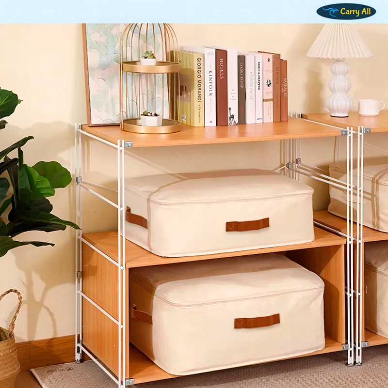 BOLSA ORGANIZADORA CARRY ALL LINO IMPERMEABLE PARA ROPA CAMA BEIGE - 2