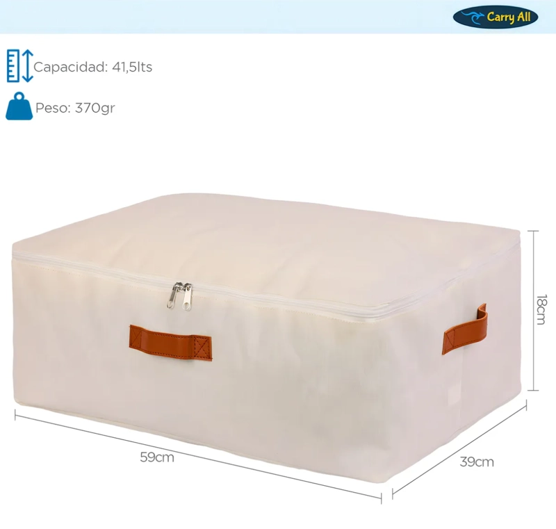 BOLSA ORGANIZADORA CARRY ALL LINO IMPERMEABLE PARA ROPA CAMA BEIGE - 5