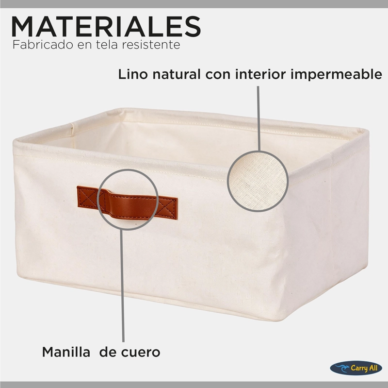 CESTA ORGANIZADORA PLEGABLE CARRY ALL DE LINO L BEIGE - 2
