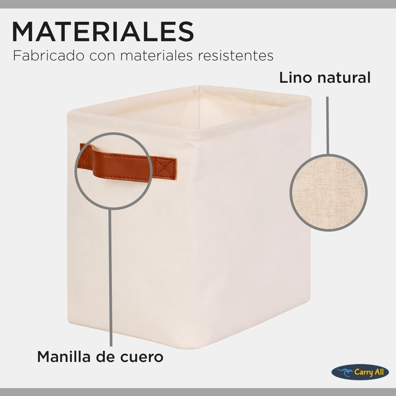 CESTA ORGANIZADORA PLEGABLE CARRY ALL DE LINO S BEIGE - 2