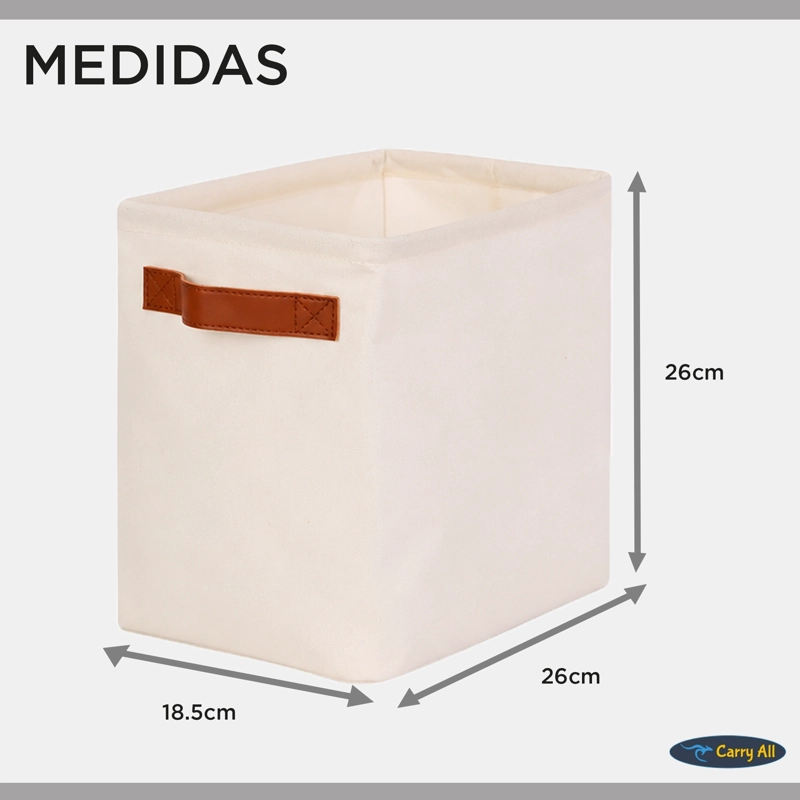 CESTA ORGANIZADORA PLEGABLE CARRY ALL DE LINO S BEIGE - 3