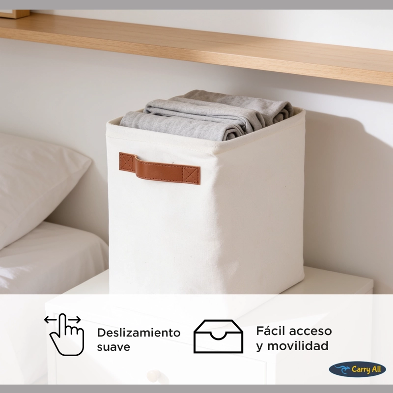 CESTA ORGANIZADORA PLEGABLE CARRY ALL DE LINO S BEIGE - 6