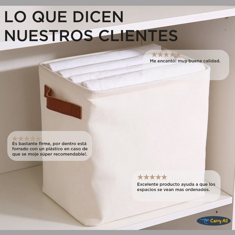 CESTA ORGANIZADORA PLEGABLE CARRY ALL DE LINO S BEIGE - 8