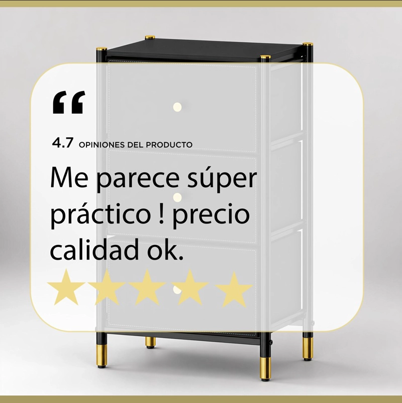 VELADOR CAJONERA 3 CAJONES ARMAZON METAL CUBIERTA MADERA CAJONES ECO CUERO - 8
