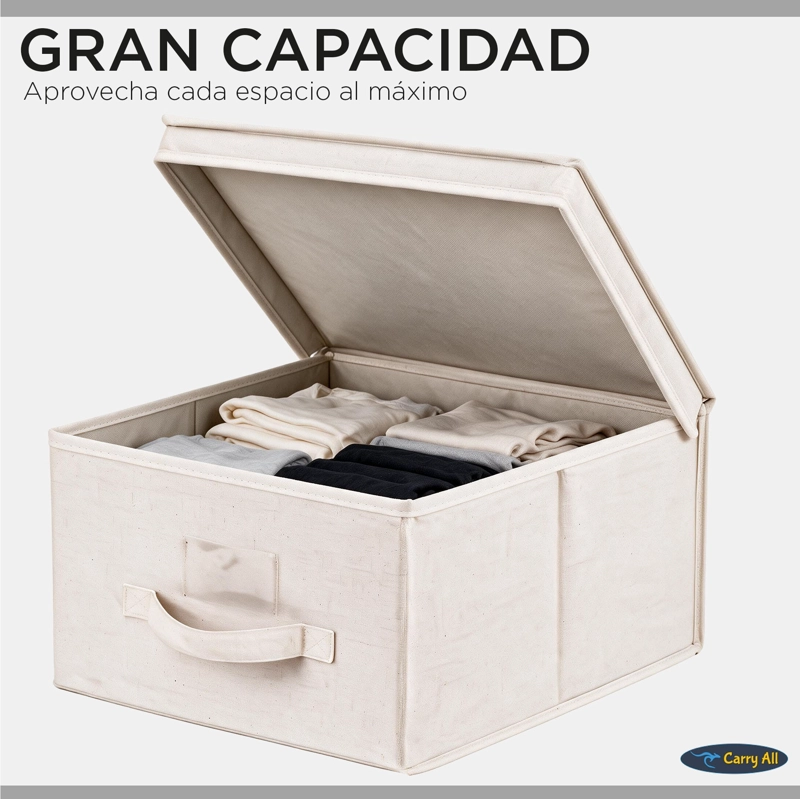 Cajas Organizadoras Carry All 15 Litros Pack 3 Plegables Con Tapa Ropa Closet - 3
