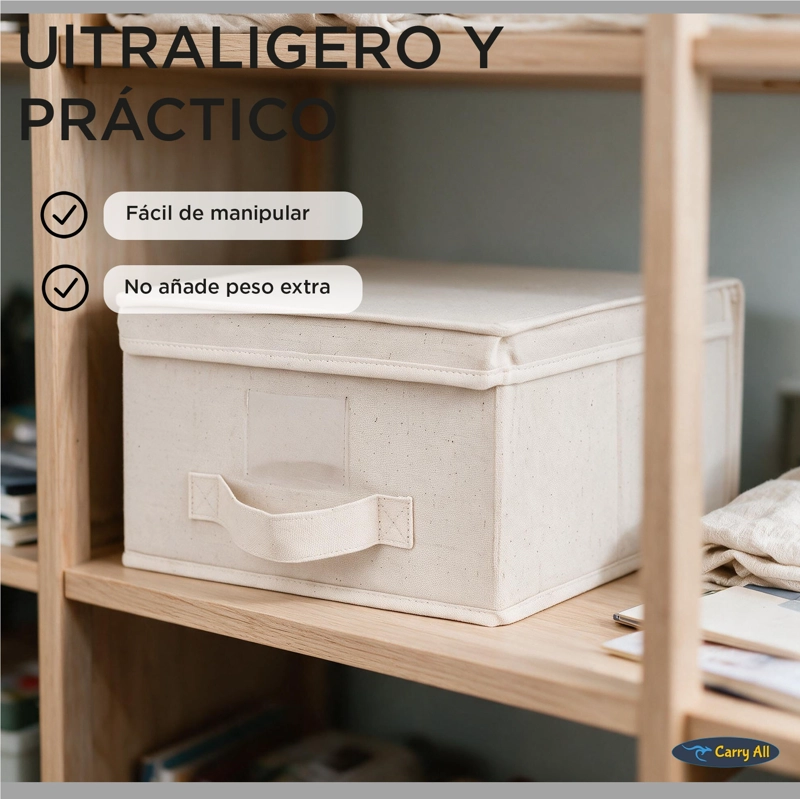 Cajas Organizadoras Carry All 15 Litros Pack 3 Plegables Con Tapa Ropa Closet - 5