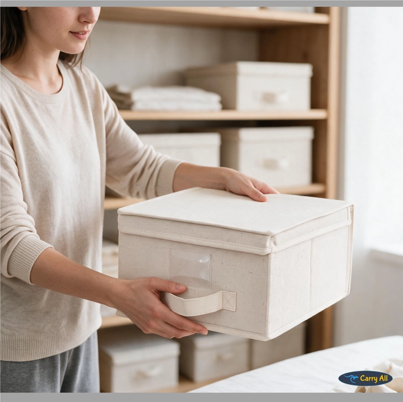 Cajas Organizadoras Carry All 15 Litros Pack 3 Plegables Con Tapa Ropa Closet - 7