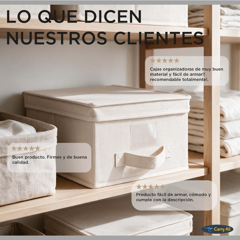 Cajas Organizadoras Carry All 15 Litros Pack 3 Plegables Con Tapa Ropa Closet - 9