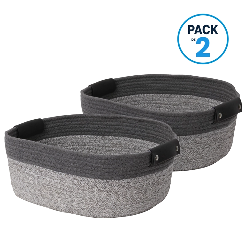 Canastos Organizadores Carry All Basket L Pack 2 Algodón Manillas Nordico Cesta - 1