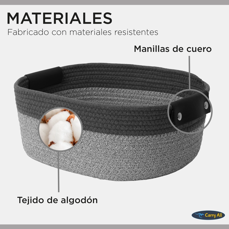 Canastos Organizadores Carry All Basket L Pack 2 Algodón Manillas Nordico Cesta - 3