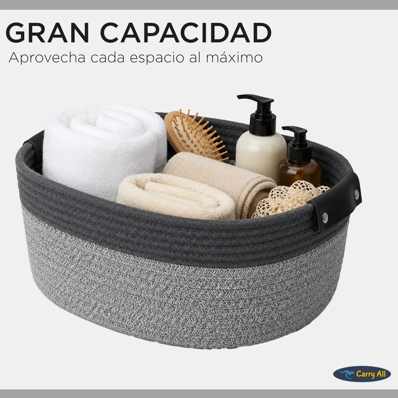 Canastos Organizadores Carry All Basket L Pack 2 Algodón Manillas Nordico Cesta - 4